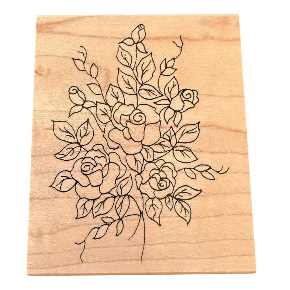 Great Impressions Bouquet Rose Bush Flowers G416  Rubber Stamp EUC